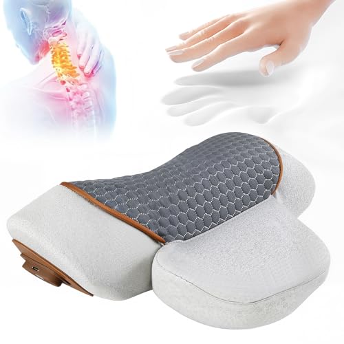 3-in-1 Neck Massager Pillow with Heat and Vibration, Ergonomic Cervical Support Pillow for Relaxation, Adjustable Massage Levels Electric Neck and Shoulder Massage Device for Home Office