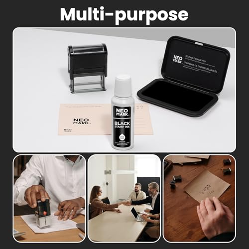 Premium Stamp Ink, Quick-Drying & AP-Certified Non-Toxic Refill Ink for Self-Inking Stamps, Date Stamps and Stamp Pads (Black, 2oz) (Pack of 2) - color: Black, size: 2 fl oz (Pack of 2)