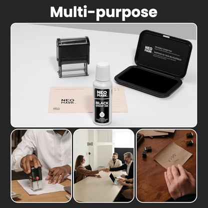 Premium Stamp Ink, Quick-Drying & AP-Certified Non-Toxic Refill Ink for Self-Inking Stamps, Date Stamps and Stamp Pads (Black, 2oz) (Pack of 2) - color: Black, size: 2 fl oz (Pack of 2)