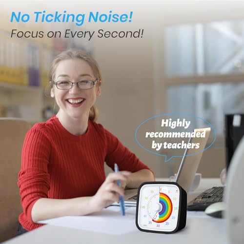 Yunbaoit Rainbow Visual Timer for Kids, 60-min Countdown Timer, Black - color: Black Rainbow