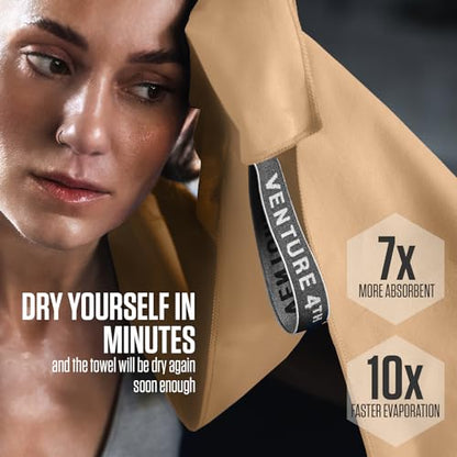VENTURE 4TH Quick Dry Microfiber Towel for Camping & Gym - Beige XL - color: Beige, size: 72.00" x 31.50"
