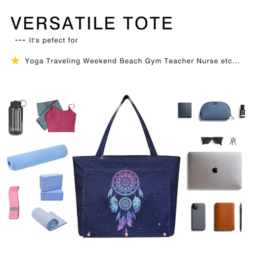 Yoga Mat Bag Yoga Bags and Carriers Fits All Your Stuff Yoga Tote Bag with Zipper Pocket Yoga Mat Carrier Pilates Bag Take in Out Mat Easily - color: Dreamcatcher