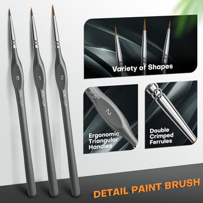 Golden Maple Miniature Paint Brushes, 15PC Model Brushes Micro Detail Paint Brush Set, Fine Detailing for Acrylics, Oils, Watercolors & Paint by Number, Figurine (Grey) - color: Gray