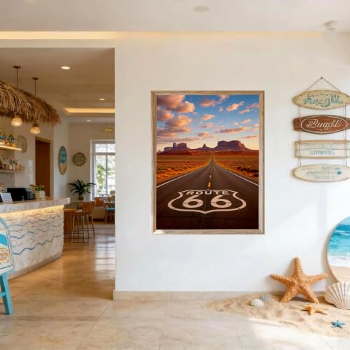 Route 66 5D Diamond Art Kit for Adults Full Drill Canvas Wall Decor | 12x16 Inch Round Diamonds Full Drill Gem Art Kit, DIY Home Wall Art Decor, Relaxing Hobby for Adults Beginner-Friendly - color: QD160
