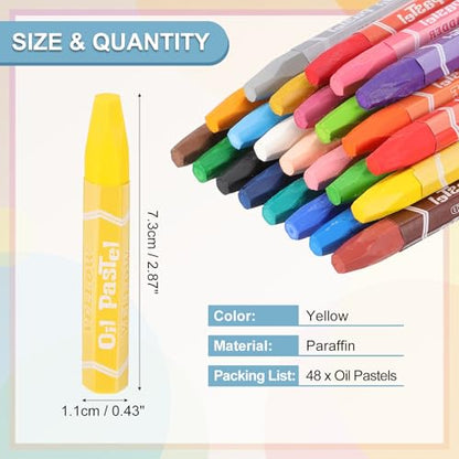 PATIKIL Yellow Oil Pastels, 48Pcs Soft Oil Crayons Pastels Stick Vibrant and Creamy Art Supplies Bulk for Artists Beginners Art Painting Drawing Blending Graffiti Gallery - color: Yellow