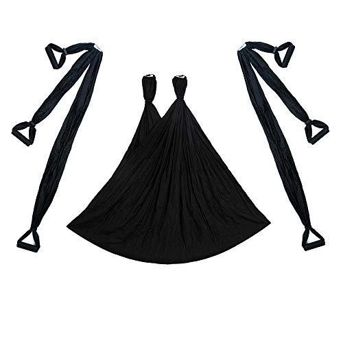 Aerial Trapeze Yoga Hammock Kit - Ultra Strong Antigravity Yoga Flying Sling Inversion Swing Tool Set - color: Black