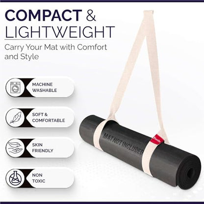 Yoga Mat Straps 2 in 1 - Cotton - Adjustable anti-slip straps for yoga, pilates, stretching, for carrying mats - color: Beige