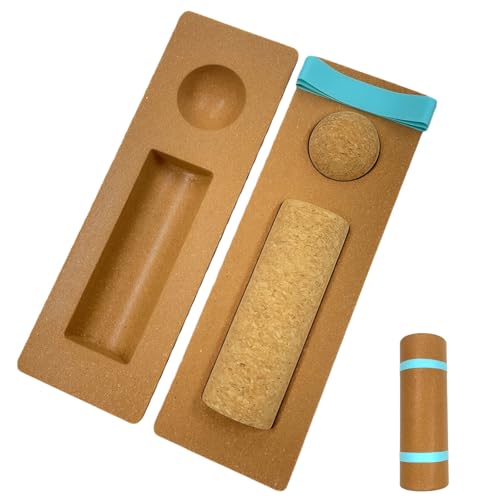 4-in-1 Cork Balance Board Kit, Foot & Ankle Strengthener with Massage Roller/Ball, Premium Natural Cork Foot Strengthener, Ankle Stability Trainer for Balance & Mobility, Plantar Fasciitis Relief & Fall Prevention