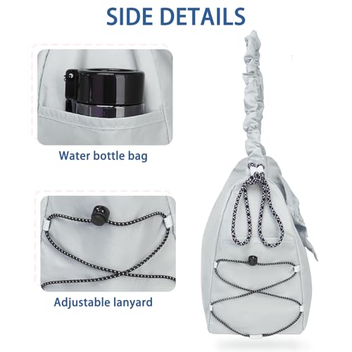 LARIPOP Yoga Bag for Women, Gym Duffel Bag with Shoe Compartment, Wet Dry Separate Pocket, Adjustable Yoga Mat Holder, Travel Weekender Carry On Overnight Bag - color: Grey