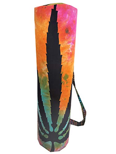INDIAN CRAFT CASTLE ICC Yoga Mat Bag Carrier Full-Zip Exercise Yoga Mat Carry Bag for Women Men with Multi-Functional Storage Pockets and Adjustable Shoulder Strap 26X6 Inches - style: Multi Leaf