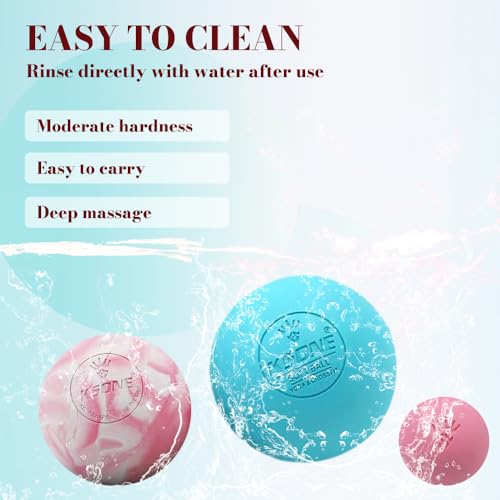 KSONE Lacrosse Massage Balls, Muscle Massage Roller Deep Tissue Balls Hard and Soft Massage Ball Set with Mini Ball and Mesh Bag. (Pink) - color: Pink