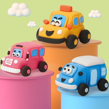 Air Dry Clay Kit for Kids - 3 Boxes Pull Back Car Making | Modeling Clay with Sculpting Tools, Base, Backing Board, Tutorial, Ultra Light & Soft, Creative DIY Arts and Crafts Toys - color: Daily Commuters