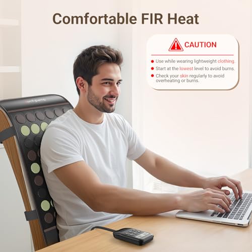 Comfytemp Extra Large Far Infrared Heating Pad 17"×33" for Back Full Body | FSA Eligible HSA XXL Electric Heat Pad with Jade Tourmaline Natural Stone Deeper FIR Heat, 6 Heat 8 Timer, Gift for Women Men
