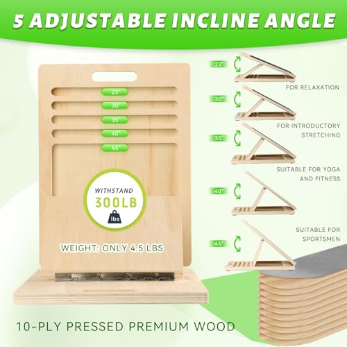 Portable Wooden Slant Board for Calf Stretching Slant Boards for Exercise Calf Stretcher Calf Stretch Board Physical Therapy Equipment Adjustable Incline Board for Knees Ankle Heel Feet Leg