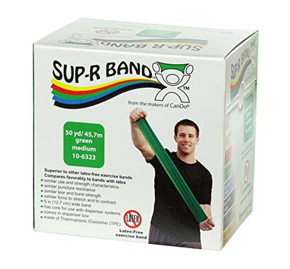 CanDo 10-6323 Sup-R Latex Free Exercise Band, 50yds Length, Green-Medium - color: Green: Medium, size: 50 yd