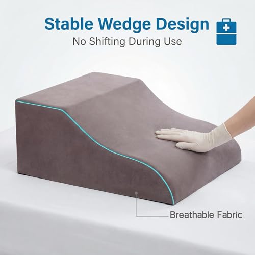 Leg Elevation Pillows, Ergonomic Memory Foam Wedge Pillow/Leg Positioner Pillows Comfort Care for Back Knee Hip Ankles Pain, Knee Pillow for After Surgery, Injury, or Rest Gray - size: 40X20X56CM