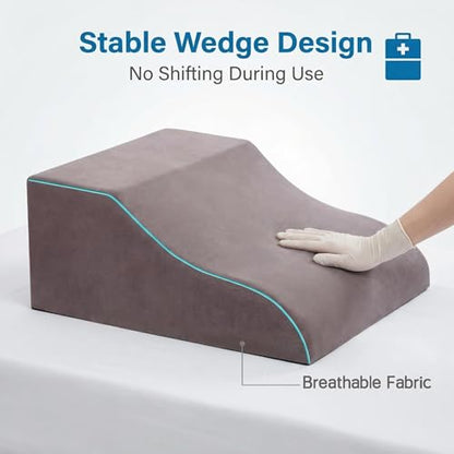 Leg Elevation Pillows, Ergonomic Memory Foam Wedge Pillow/Leg Positioner Pillows Comfort Care for Back Knee Hip Ankles Pain, Knee Pillow for After Surgery, Injury, or Rest Gray - size: 40X20X56CM