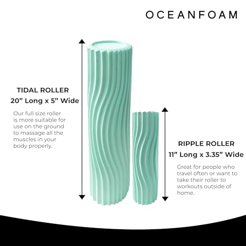 Oceanfoam Tidal Roller - Seafoam - Muscle Massage Foam Roller for Back Pain & Stretching - Firm and Ergonomic Wide Wave Textured - Yoga, Athletics, & Wellness - Full Size, 20" x 5" - color: Seafoam