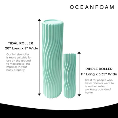 Oceanfoam Tidal Roller - Seafoam - Muscle Massage Foam Roller for Back Pain & Stretching - Firm and Ergonomic Wide Wave Textured - Yoga, Athletics, & Wellness - Full Size, 20" x 5" - color: Seafoam
