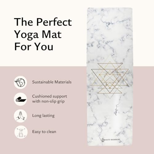 Shakti Warrior Suede Yoga Mat, Non Slip, 72 x 24 Inch, 3mm Thick - color: Marble