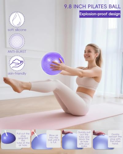 KABCON Pilates Kit for Home, Women Beginners Workout Essentials Set - size: Purple 14PCS