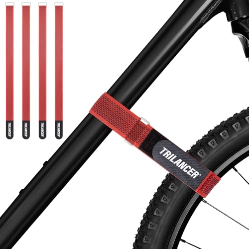 Bike Rack Straps, 4-Pack Trilancer Bike Wheel Stabilizer Strap 26'' x 1.5'' - color: Red, size: 26'' (4 Pcs)
