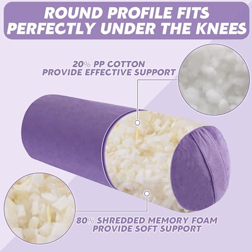 MABOZOO Round Yoga Pillow, Cylindrical Yoga Bolster Pillow with Washable Cover, Meditation Cushion Body Cushion for Practice, Restorative, Meditation - color: Purple
