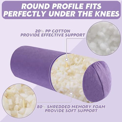 MABOZOO Round Yoga Pillow, Cylindrical Yoga Bolster Pillow with Washable Cover, Meditation Cushion Body Cushion for Practice, Restorative, Meditation - color: Purple
