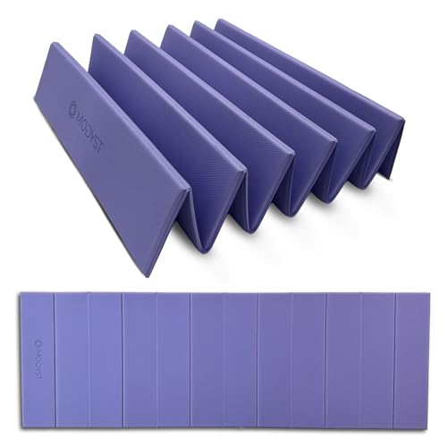 Folding Yoga Mat, TPE Folding Yoga Mat, Foldable Exercise Mat for Yoga, Pilates, Floor Workouts, Compact Design, Travel Friendly, Ideal for Home & Gym, Knee pad, Kneeling pad, No Roll Mat - color: Purple