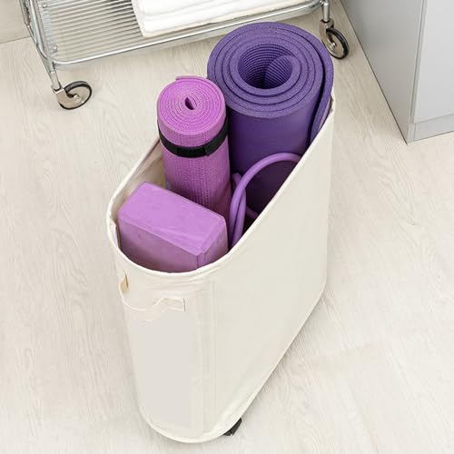 Yoga Mat Storage Basket with Wheels, Oxford Cloth Organizer