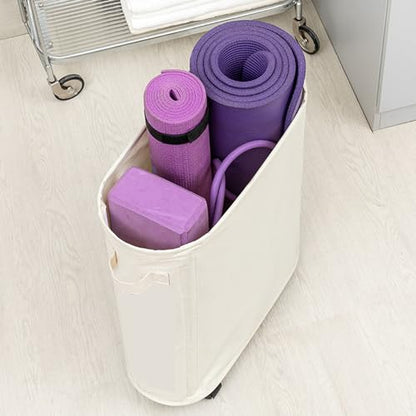 Yoga Mat Storage Basket with Wheels, Oxford Cloth Organizer