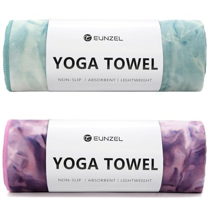 Eunzel Hot Yoga Mat Towel, Ultra-Absorbent Microfiber 72" x 26.5" | Ultra Absorbent Microfiber, Soft Touch Fabric, Quick Dry, Hot Yoga & Pilates, Machine Washable - color: Z-lavender& Mint Green (2 Pack )
