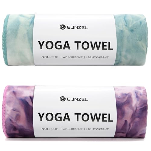Eunzel Hot Yoga Mat Towel, Ultra-Absorbent Microfiber 72" x 26.5" | Ultra Absorbent Microfiber, Soft Touch Fabric, Quick Dry, Hot Yoga & Pilates, Machine Washable - color: Z-lavender& Mint Green (2 Pack )