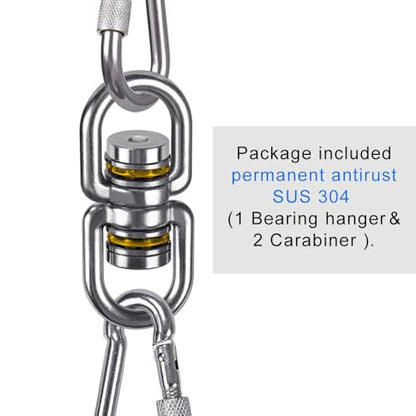 SELEWARE Heavy Duty Bearing Swing Swivel, 360° Rotation Hanging Accessory - color: 2 Pack Swivel (E) With 4 Carabiners