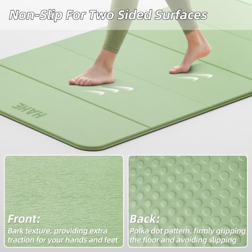HAHE Foldable Yoga Mat 74"Lx32"Wx1/3"Thick, Folding Exercise Mats