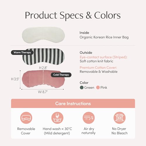 Seoul Heated Rice Eye Mask for Stye & Dry Eyes, Microwavable Compress - color: Pink