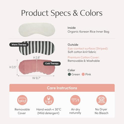 Seoul Heated Rice Eye Mask for Stye & Dry Eyes, Microwavable Compress - color: Pink