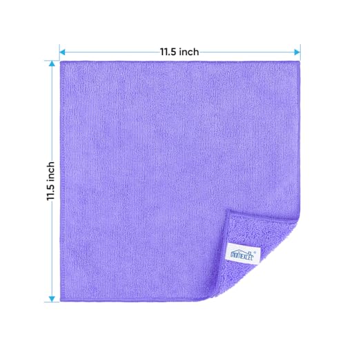 HOMEXCEL Purple Microfiber Cleaning Cloth, Microfiber Towels for Car,12 PK | Lint Free Cleaning Rags for Household & Kitchen, Car Wash Towels for Detailing Drying, Scratch-Free, 11.5"X 11.5" - color: Purple