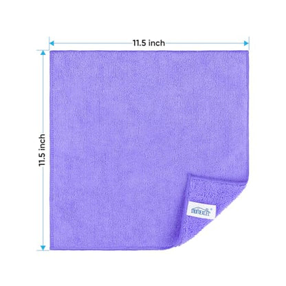 HOMEXCEL Purple Microfiber Cleaning Cloth, Microfiber Towels for Car,12 PK | Lint Free Cleaning Rags for Household & Kitchen, Car Wash Towels for Detailing Drying, Scratch-Free, 11.5"X 11.5" - color: Purple