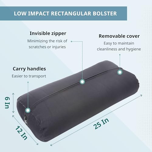 Everyday Yoga Premium Bolster, Soft Meditation Pillow, Multi-Colors - color: Black, style: D. Low Impact - Rectangular