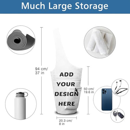 Yoga Mat Bag - Large Opening Long Tote Yoga Mat Carrier Holder Bag with Waterproof Wet Zipper Pocket and Drawstring Water Bottle Pocket - Yoga Bag Fit Most Size Mats - color: Customized