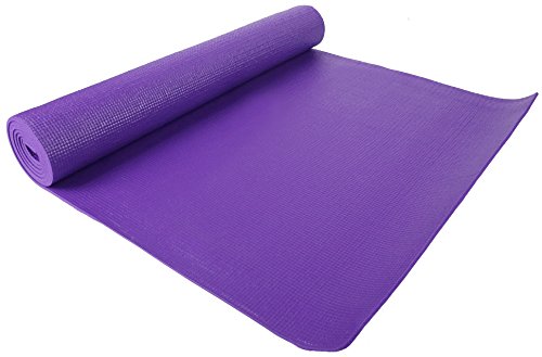 Fitvids All Purpose 1/4-Inch High Density Anti-Tear Exercise Yoga Mat with Carrying Strap with Optional Yoga Blocks, Multiple Colors - color: Purple