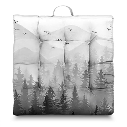Meditation Cushion, Floor Pillows for Sitting, Meditation Pillow for Tatami Living Room, Yoga Sitting, Floor Pillow in Home & Outdoor, Memory Foam Added, 22x22 Inch - color: Cloud Forest, size: Square