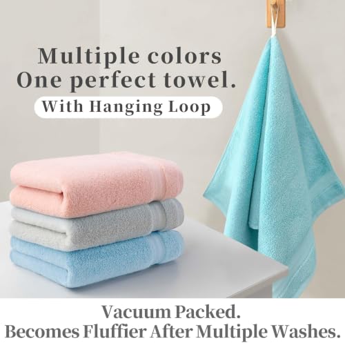 VOOVA & MOVAS Light Gray Hand Towels 2 Pack, 100% Cotton, 13x29 in | Lightweight Ultra Soft & Highly Absorbent, Quick Dry, Built-in Hanging Loop, Great for Home, Gym & Hotel - color: Lightgray
