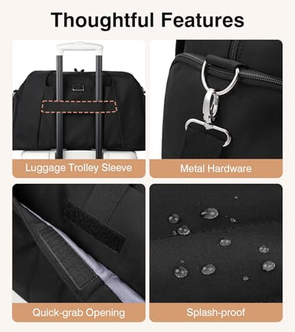Marvolia Gym Bag for Women with Yoga Mat Holder, Black - color: Black
