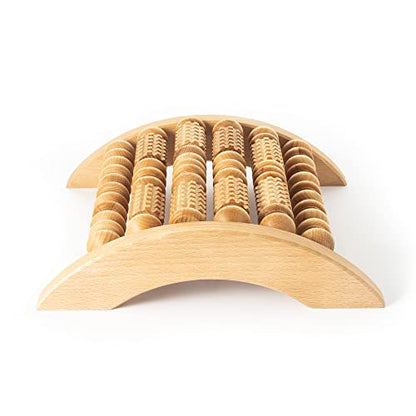 Tuuli Accessories - Wooden Foot Massager, Grooved Muscle Roller, Helps Ease Muscle Tension and Improve Blood Circulation, Natural Wood Therapy Massage Tools, 29 x 24.5 cm - size: XL