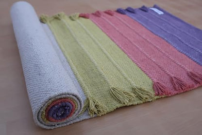 Jaipur Art & Rugs Cotton Yoga Rug - Eco-Friendly Hand-Woven Thick Mat (24”x72”x5mm) for Everyday Fitness at Home - Comfortable & Extra-Long - color: Multicolor 8
