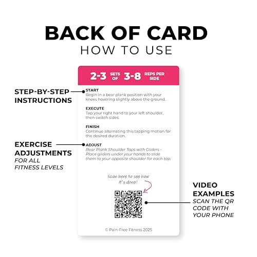 50 Exercise Cards Core & Glutes 3x5'', Beginner to Intermediate