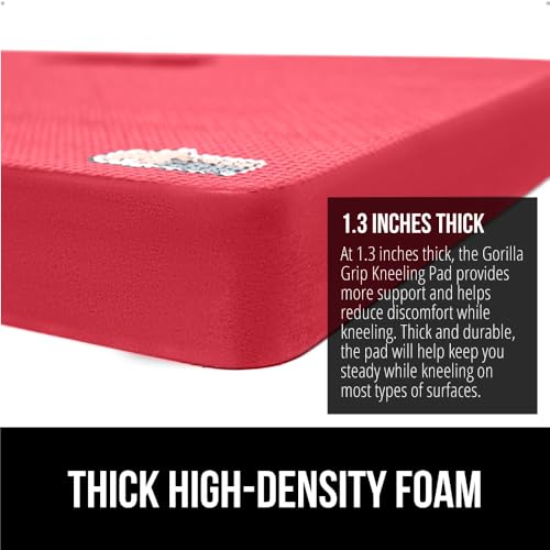 GORILLA GRIP® Extra Thick Foam Kneeling Pad for Gardening, 17.5x11 Red - color: Red
