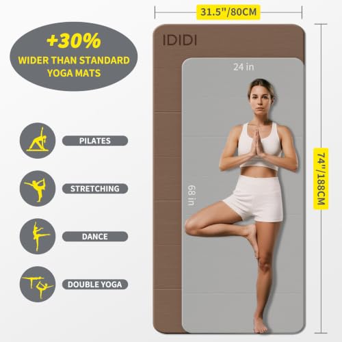 Foldable Yoga Mat Extra Large 74"×31.5" - color: Brown+Black